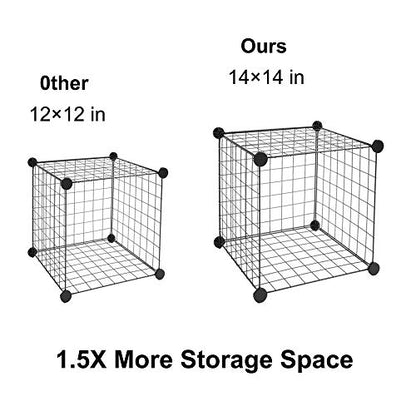 Vasitelan Wire Cube Storage Shelves, 16 Cube Storage Organizer Metal Shelves, Storage Bins Shelving, Modular Bookshelf Shelf, Closet Cabinet Ideal for Bedroom, Office, 47”L x 14”W x 57”H, Black