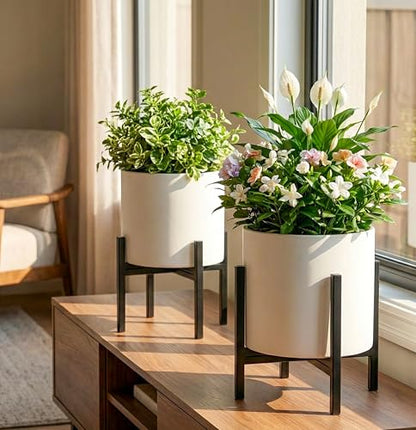 FaithLand Mid Century Plant Stand Indoor Outdoor (EXCLUDING 8" Plant Pot), Metal Planter Stand, Potted Plant Holder, Black, Hold Up to 8 Inch Planter - Upgraded Design - size: 8 inch