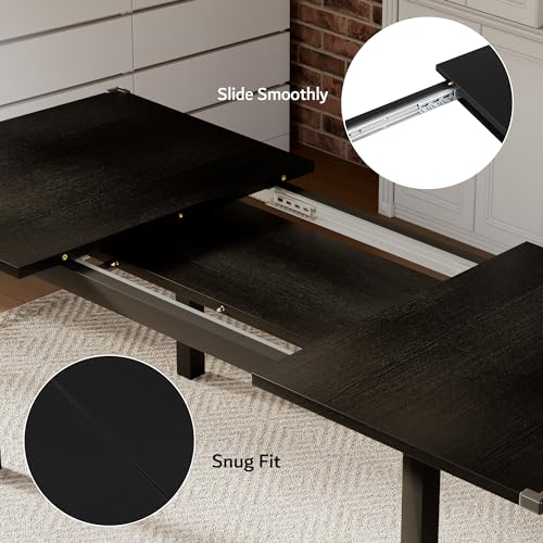 iPormis 7-Piece Dining Table & Chairs Set for 4-6, 63" Extendable Kitchen Table with 6 Chairs, Dining Room Table with Metal Frame & MDF Board, Perfect for Small Space, Easy Assembly, Black - color: Black