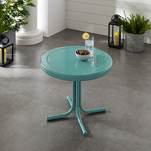 Crosley Furniture Griffith Weather Resistant Retro Metal Outdoor Side Table for Patio, Deck, Porch, Caribbean Blue - color: Caribbean Blue