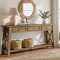 Tribesigns Console Table with 3 Storage Drawers, 70.87 Inches Extra Long Sofa Table Behind Couch with Bottom Shelf, Farmhouse Wooden Entryway Hallway Foyer Table for Living Room, Entrance (Brown) - color: Brown