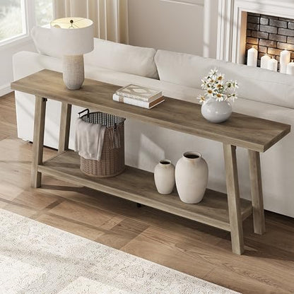 GarveeHome 70.87" Extra Long Console Table, Narrow Sofa Table Behind Couch, Rusitc Pear Entryway Table for Hallway Living Room Foyer, Farmhouse Accent Skinny Table, Rusitc Pear, 70.87" L x 14.02" W - color: Rustic Pear, size: 70.87"L x 14.02"W x 31.5"H