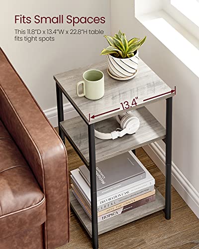 VASAGLE BARNET Collection - Side Table, Small End Table for Living Room, Modern Tall Nightstand, Bedroom, Office, Bathroom, Steel Frame, Heather Greige and Ink Black ULET273B02 - color: Heather Greige + Ink Black