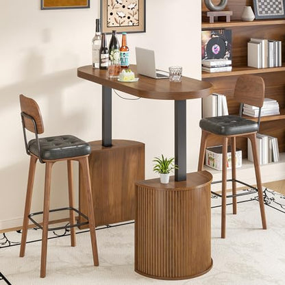 Mid Century Modern Electric Standing Desk with Storage, 55 x 22 Inch Small Sit Stand Up Desk, Wood Adjustable Height Computer Executive Desk for Home Office, Laptop, Walnut - color: Walnut