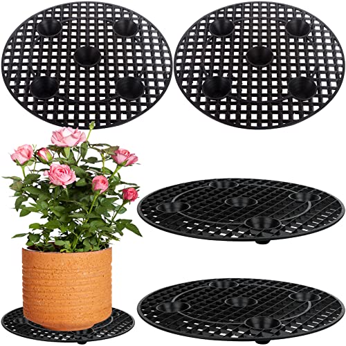 4 Pcs Black Plastic Plant Pot Holder, Heavy Duty Stand for Indoor/Outdoor (4x30cm/12inch)