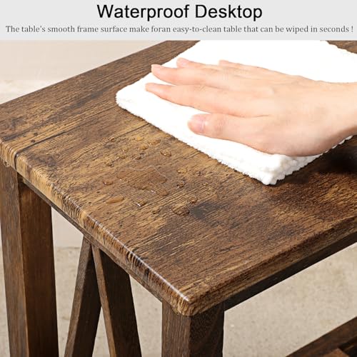 End Side Table with Storage Shelf Rectangle Narrow Nightstand Console Tables Brown Smooth End Table for Small Spaces Industrial Accent Side Table for Living Room Bathroom Bedroom - color: Brown