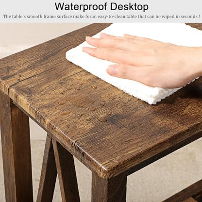 End Side Table with Storage Shelf Rectangle Narrow Nightstand Console Tables Brown Smooth End Table for Small Spaces Industrial Accent Side Table for Living Room Bathroom Bedroom - color: Brown