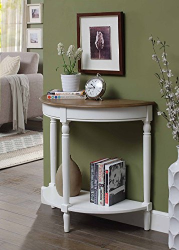 Convenience Concepts French Country Half-Round Entryway Table with Shelf, Driftwood/White - color: Driftwood/White
