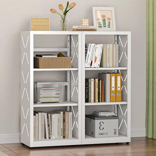 UNICOLY Bookshelves and Bookcases, 3 Tier Metal Bookshelf with Adjustable Shelves and Bookends, Open Shelf Bookcase, Display Shelves for Home Decor Bedroom, Living Room, Home Office, White - color: White, size: H34*W16*D10inch