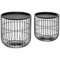HOMCOM Nesting Coffee Tables, Round Coffee Table Set of 2 with Steel Wired Basket Body and Removable Top, Stacking End Tables Blanket Storage for Living Room, Black