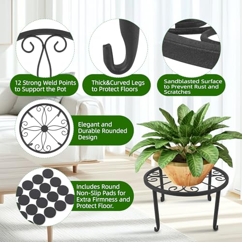 6 Pack Outdoor Plant Stand, Heavy Duty Metal Plant Stand, Flower Pot Stand Indoor Outdoor , Rust Proof Iron Planter Stand, Multi-Size Plant Pot Stands, Pot Stands for Plants Indoor Home Garden Patio