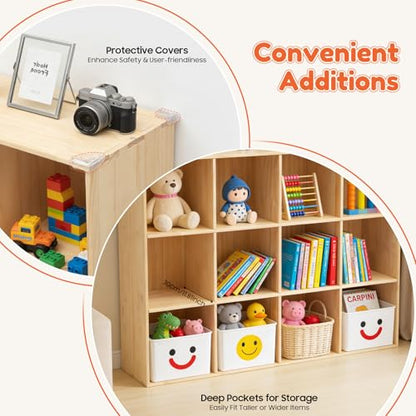 12 Cube Storage Organizer, Solid Wood Bookshelf, Vertical or Horizontal Bookcase, Open Cube Book Shelf, 47.2 in Cubes Organizer for Bedroom, Living Room, Office (47.2 X 11.8 X 35.4 in) - size: 47.2 X 11.8 X 35.4 in