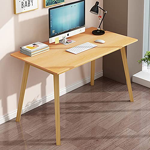 IOTXY Simple Wooden Writing Desk - Modern Minimalist Style PC Laptop Computer Workbench with Solid Wood Legs, 39" W Home Office Work Table for TV Stand Music Video Live Broadcast Workstation, Oak | Nordic Minimalist Style, MDF Tabletop, Solid Wood Legs, H
