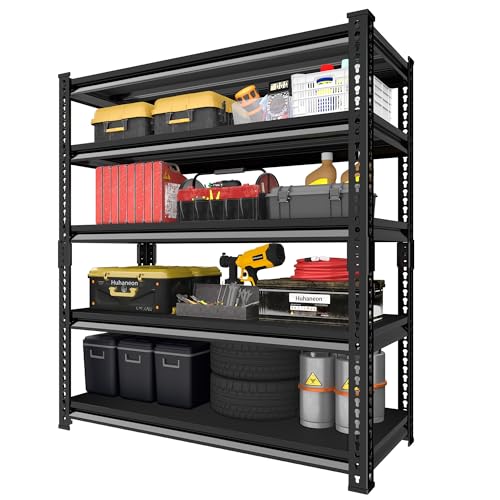 Utility Storage Garage Shelving - 48'' Wide 3000 Lbs Heavy Duty 5 Tier Metal Shelves Adjustable - Freestanding Rack Units for Basement Kitchen Pantry - Black 48" W x 24" D x 78" H - size: 48"Wx24"D-5T-BK
