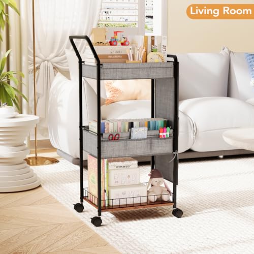 BBLIKE 3-Tier Diaper Caddy Organizer - Rolling Utility Baby Cart with Basket and Side Pockets for Nursery and Baby Essentials, Multi-Function Cart for Bedroom and Bathroom,Gray - style: Basket-Grey