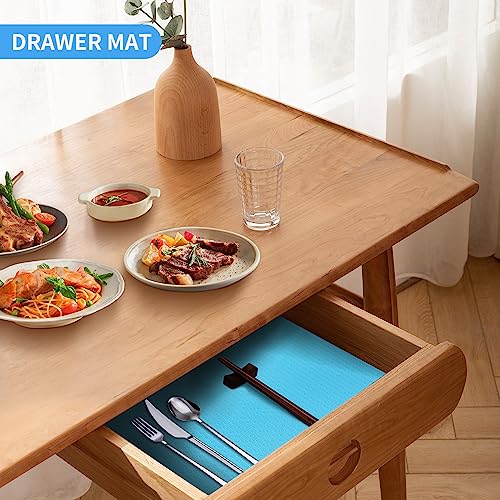 Bloss Shelf Liners, 24x118 inch Drawer Liner, Non Adhesive EVA Drawer Mat Liners Roll for Bathroom, Kitchen, Desks, Deco Shelves - Blue - color: Blue, size: 24"W x 118"L
