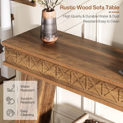 Tribesigns 70.9 Inch Long Console Table for Entryway, 2-Tier Farmhouse Entryway Table with Storage, Narrow Sofa Table Behind the Couch, Wood Accent Table for Hallway, Living Room, Foyer, Rustic Brown - color: Rustic Brown