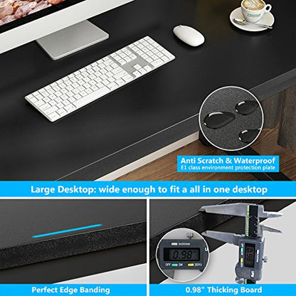 Tribesigns Computer Desk, 55 inch Large Office Desk Computer Table Study Writing Desk for Home Office, Black + Black Leg - color: Black, size: 55*23.6 inch