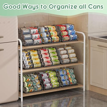 JKsmart 6 Pack Stackable Can Organizer for Pantry with Adjustable Dividers, Soda Can Organizer, Can Storage Dispenser Holds up to 84 Cans, Metal Wire Baskets Can Holder for Kitchen Cabinet Pantry - size: S-(6 pack)