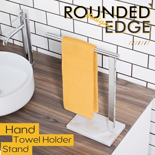 KOKOSIRI Hand Towel Holder Stand Towel Rack with Steady Marble Base for Bathroom Vanity Countertop, Polished Stainless Steel 15.7'' Height THS0006-CH - color: Polished Chrome, size: 1-Bar