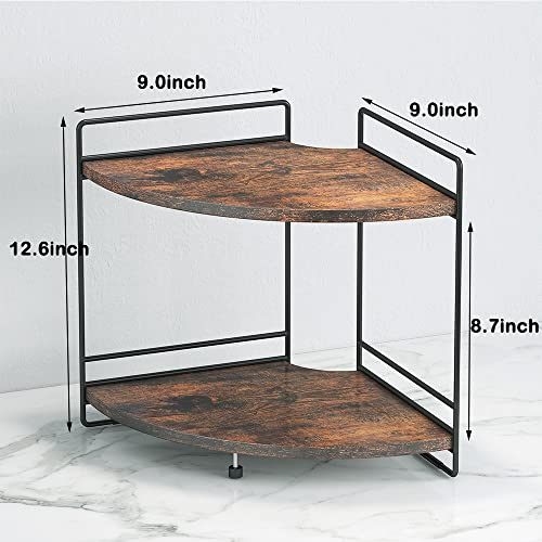2-Tier Bathroom Counter Organizer, Wooden Corner Shelf for Vanity | Multi-Use Bathroom Storage, Holds Perfume, Makeup, Spices And Toiletries, Fits Dresser And Kitchen Countertops