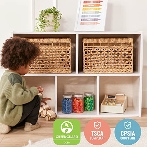 ECR4Kids Streamline 5-Compartment Storage Cabinet, 24in, Classroom Furniture, White Wash - color: White Wash