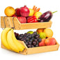 Fruit Basket with Banana Hanger - 2-Tier Bamboo Storage Organizer | Golden Nature space-saving stand holder bowl keeps fruits and vegetables organized, visible, and within easy reach