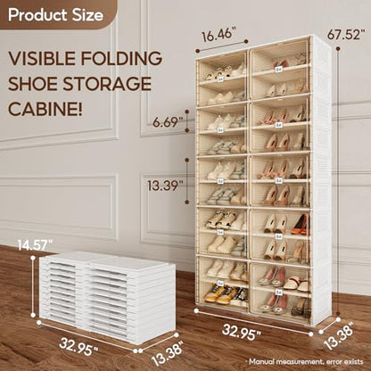 ANTBOX Portable Shoe Rack Organizer for Closet Entryway, Stackable Sneaker Storage Shoe Cabinet with Magnetic Clear Door, Large Plastic Storage containers Bins with Lids 10 Tiers 40 Pairs - size: 10 Tiers 40 Pairs