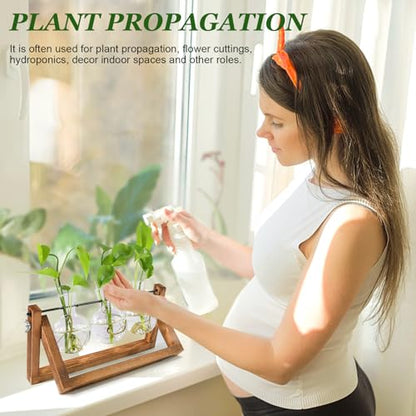 Renmxj Plant Propagation Station, Plant Terrarium with Wooden Stand | Unique Gardening Birthday Gifts for Women Plants Lovers, Home Office Garden Decor Planter - 3 Bulb Glass Vases - size: 3 Bulb Vase