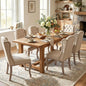 chairus Tufted Parsons Dining Chairs Set of 6, French Country Upholstered Dining Room Chairs with Nailhead Trim & Curved Wood Legs, Farmhouse High Back Armless Side Kitchen Chairs, Beige Linen - color: Beige