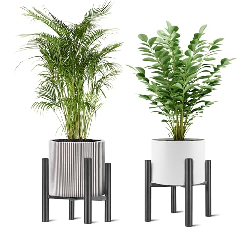 NSYOOMH 2PCS Adjustable Metal Plant Stand Black, Fits 6 -10 Inch Heavy Duty Flower Pots Holder - Floor Single Plant Stands Indoor Outdoor for Corner Planter Outside Potted Plants (Pot Not Included) - color: BLACK-2PC, size: 6-10 INCH