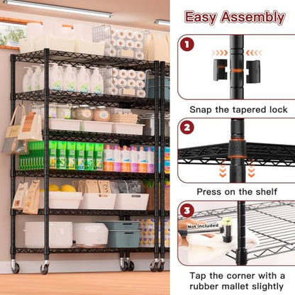 PrimeZone 6 Tier Wire Shelving with Wheels 79''H 1500lbs Storage Shelves NSF Certified Heavy Duty Steel Metal Shelf Adjustable Rolling Rack Kitchen Garage Closet Pantry Laundry 79''HX36''WX16''D 2Pcs - size: 36" W x 16" D x 79" H