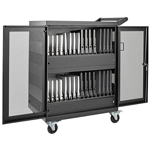 Tripp Lite 32-Port AC Charging Cart Storage Station for Chromebooks, Laptops & Tablets - Secures Devices in Locking, Vented, Wall-mountable Steel Cart - 2-Year Warranty (CSC32AC) - size: 32 AC Port, style: Cart