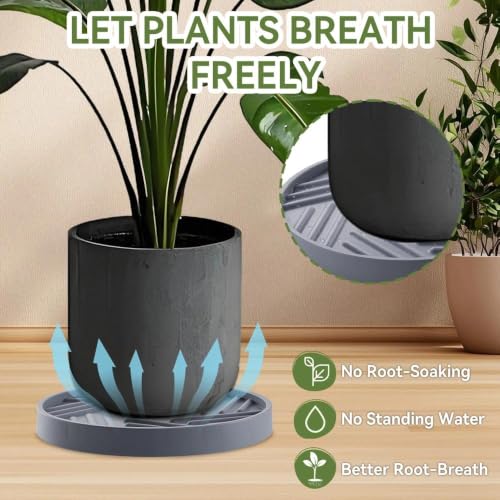1 Pcs Plant Caddy with Hidden Wheels 13.5 Inch Heavy Duty Rolling Plant Stand, Indoor Outdoor Plant Saucer Tray with $9.9 Garden Tools (Gray) - size: 13.5 Inches (Gray)