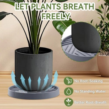 2 Pcs Plant Caddy with Hidden Wheels 10 Inch Heavy Duty Rolling Plant Stand, Indoor Outdoor Plant Saucer Tray with $9.9 Garden Tools (Gray) - size: 10 Inches of 2 Pack (Gray)