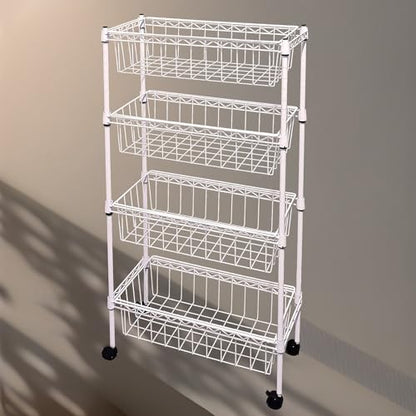NSF white 4-layer storage rack, kitchen basket rack, vegetable tableware sorting, laundry room dirty clothes storage, detachable storage basket, multifunctional household epoxy resin - size: 4-White DIY basket