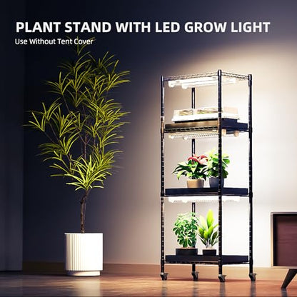 Spider Farmer 4 Tier Mini Greenhouse Plant Shelf with Grow Lights Indoor | 60W Full Spectrum LED Grow Lights, Grow Tent Cover with Visual Curtain and Blackout Curtain, Waterproof Trays, Movable Wheels - size: S-16x12x47in