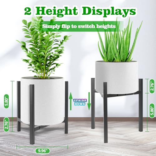 Airpark Plant Stand Indoor Adjustable, Metal Modern Plant Stand, Heavy Duty Stable Plant, Fit 8-12 inch Pots, Number of Items-2, Color-Black (Pot & Plant Not Included) - color: Black