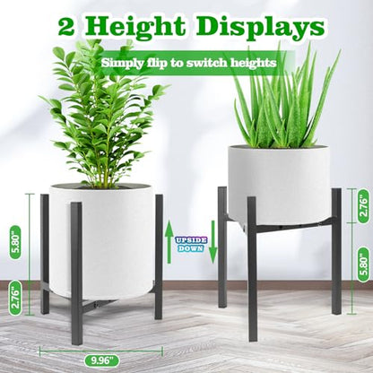 Airpark Plant Stand Indoor Adjustable, Metal Modern Plant Stand, Heavy Duty Stable Plant, Fit 8-12 inch Pots, Number of Items-2, Color-Black (Pot & Plant Not Included) - color: Black