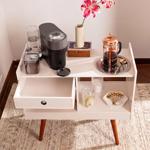 Boahaus Coventry Coffee Bar Cabinet with Drawer and Open Shelves – Space-Friendly Coffee Station Table