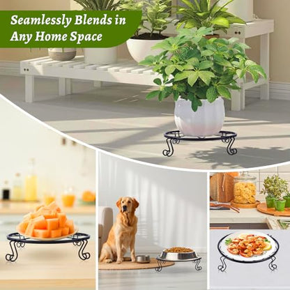 2 Pack Heavy Duty Metal Plant Stands, 10 Inch Round Flower Pot Holders, Rustproof Iron Planter Risers for Indoor Outdoor Use, Patio, Balcony, Garden and Living Room, Black(10IN2PCS) - size: 10 inch - 2 pack