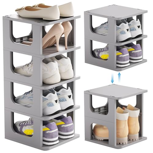 HAIXIN 5-Tier Shoe Rack - Durable Space Saving Shoe Storage Stand for Closet, Entryway, Hallway, Dorm, Bathroom - Grey - color: Grey, size: 5 Tier