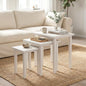 Giantex Nesting Tables Set of 3, Farmhouse Stacking Side Table with Rubber Legs, Wooden Rectangle Accent End Table, Nesting Coffee Tables for Living Room Bedroom (White) - color: White