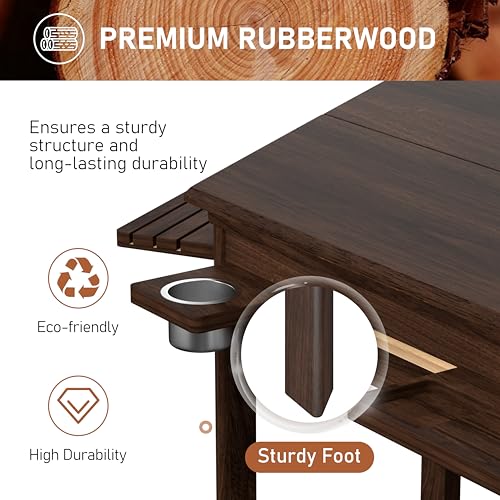 Yardenaler Board Game Table with Removable Table Top, Gaming & Dining Table for 4 to 6 Players,Includes Leatherette Play Mat, Detachable Sliding Cup Holders & Detachable Sliding Trays - size: 31.1” L x 31.1” W x 30.1” H