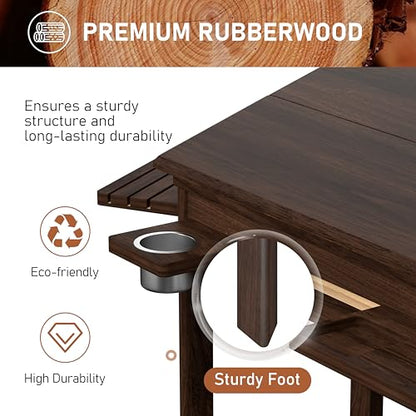 Yardenaler Board Game Table with Removable Table Top, Gaming & Dining Table for 4 to 6 Players,Includes Leatherette Play Mat, Detachable Sliding Cup Holders & Detachable Sliding Trays - size: 31.1” L x 31.1” W x 30.1” H