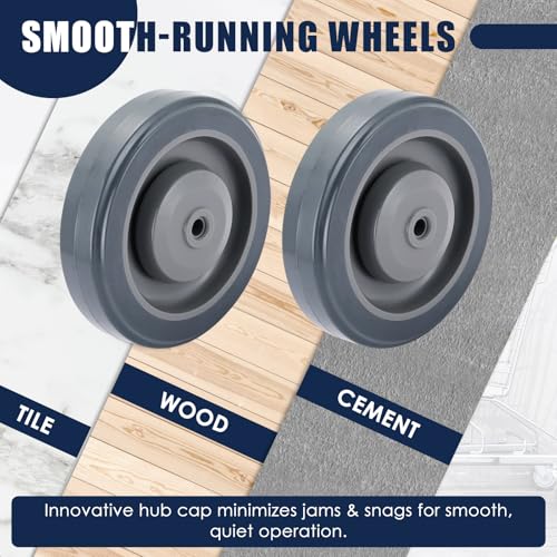 MAOPINER 8 Pack 5" Shopping Cart Wheels, TPU Casters with Screws, Grey | Ball Bearing Replacement Wheels for Grocery, Supermarket and Utility Carts, Polyurethane Tread Casters for Smooth Rolling