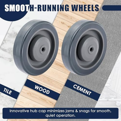 MAOPINER 8 Pack 5" Shopping Cart Wheels, TPU Casters with Screws, Grey | Ball Bearing Replacement Wheels for Grocery, Supermarket and Utility Carts, Polyurethane Tread Casters for Smooth Rolling