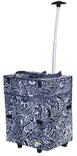 dbest products Bigger Smart Cart, Victorian Collapsible Rolling Utility Cart Basket Grocery Shopping Teacher Hobby Craft Art - color: Victorian, size: Bigger