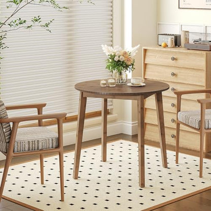 HOOBRO Bamboo Dining Table, Round Dining Table for 2, 27.5" Kitchen Table for Small Space, Writing Table, Easy to Assemble, for Dining Room, Living Room, Office, Kitchen, Apartment, Brown BR71CZ01G1 - color: Brown