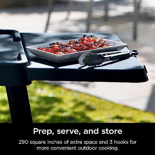 Ninja XSKUSSDTBL Woodfire Attachable Side Table, Compatible with Ninja Woodfire Universal Stand, Side Utensil Holder, Left or Right Compatible, Weather-Resistant, Black